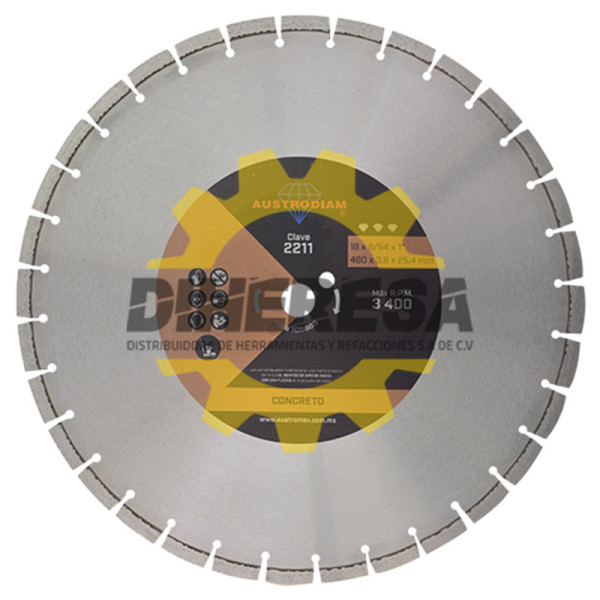 Austromex 2211 Disco de diamante naranja segmentado Corte de concreto curado