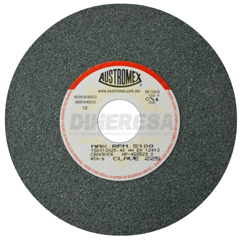 Austromex 225 Rueda abrasiva vitrificada para esmerilado de carburo de tungsteno Austromex 225 Rueda abrasiva vitrificada para esmerilado de carburo de tungsteno