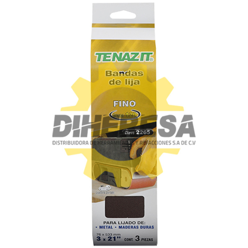Austromex 2265 Paquete de 3 bandas de lija Grano 120 Austromex 2265 Paquete de 3 bandas de lija Grano 120
