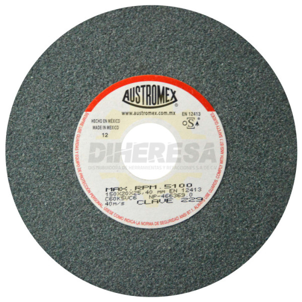 Austromex 229 Rueda abrasiva vitrificada para esmerilado de carburo de tungsteno