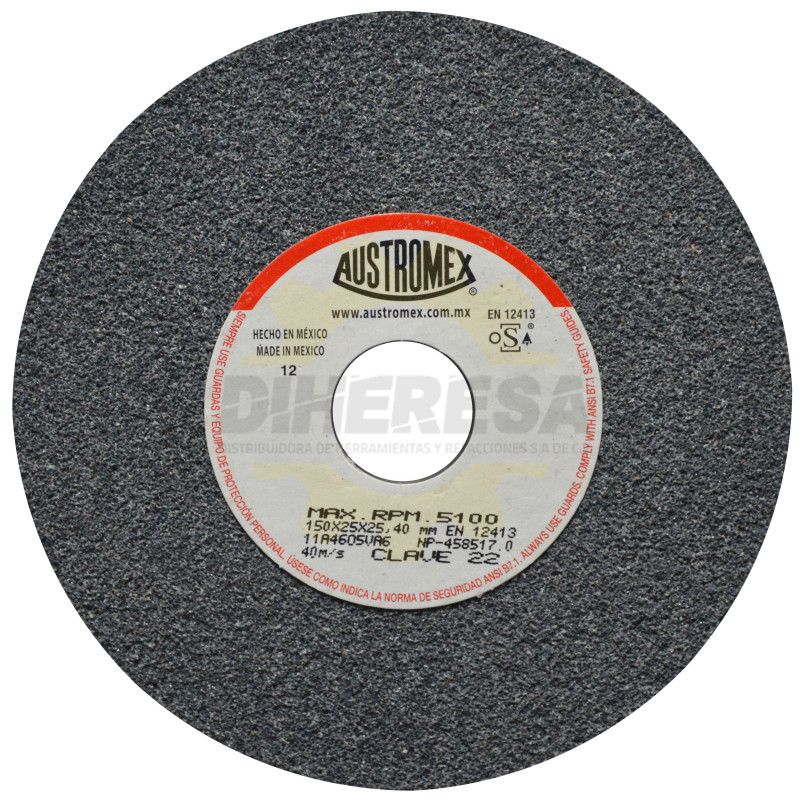 Austromex 22 Rueda abrasiva vitrificada para esmerilado de metal Austromex 22 Rueda abrasiva vitrificada para esmerilado de metal
