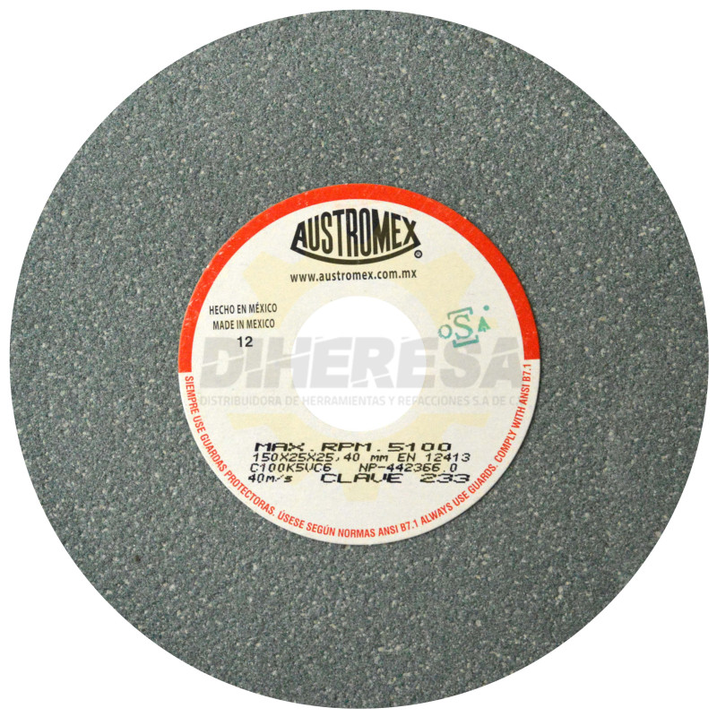 Austromex 233 Rueda abrasiva vitrificada para esmerilado de carburo de tungsteno Austromex 233 Rueda abrasiva vitrificada para esmerilado de carburo de tungsteno