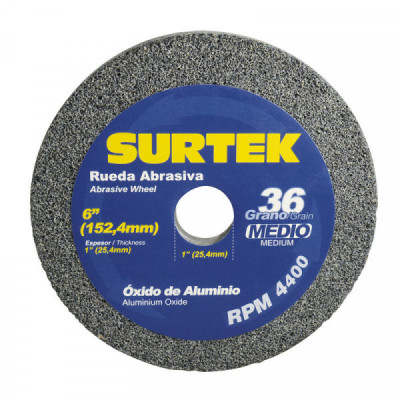 128006 SURTEK Rueda abrasiva de ó x ido de aluminio 6 x 1  pulgadas  grano 36