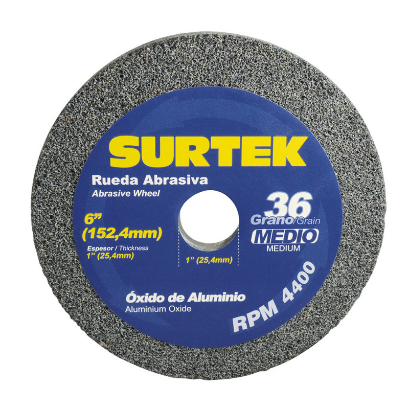128006 SURTEK Rueda abrasiva de ó x ido de aluminio 6 x 1" grano 36 Surtek | DIHERESA 128006 SURTEK Rueda abrasiva de ó x ido de aluminio 6 x 1" grano 36 Surtek | DIHERESA