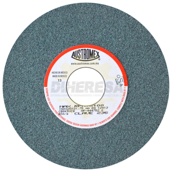 Austromex 236 Rueda verde vitrificada para esmerilado de carburo de tungsteno