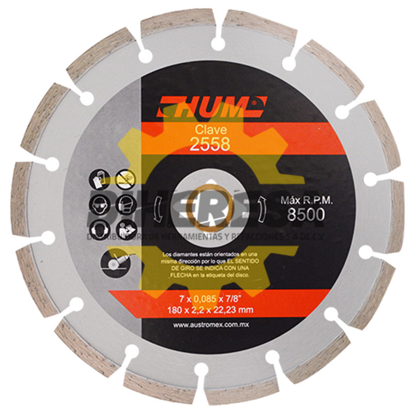 Austromex 2558 Disco de diamante segmentado HUM Austromex 2558 Disco de diamante segmentado HUM