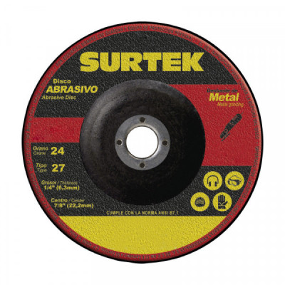 123322 SURTEK Disco abrasivo tipo 27 para desbaste de metal 9x1/4  pulgadas