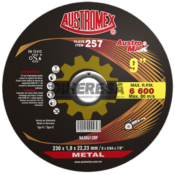 Austromex 257 Disco para corte de metal