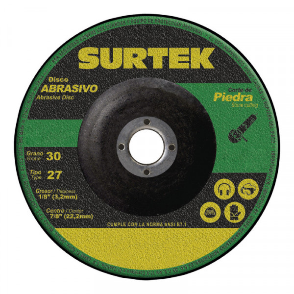 123331 SURTEK Disco abrasivo tipo 27 para corte de piedra 7x1/8" Surtek | DIHERESA