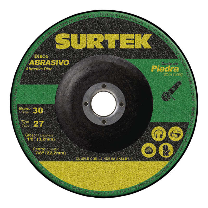 123332 SURTEK Disco abrasivo tipo 27 para corte de piedra 9x1/8" Surtek | DIHERESA 123332 SURTEK Disco abrasivo tipo 27 para corte de piedra 9x1/8" Surtek | DIHERESA