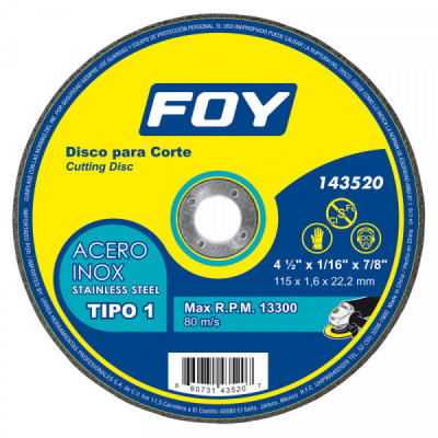 143520 FOY Disco t/1 inox 4-1/2"x1.6mm Foy | DIHERESA