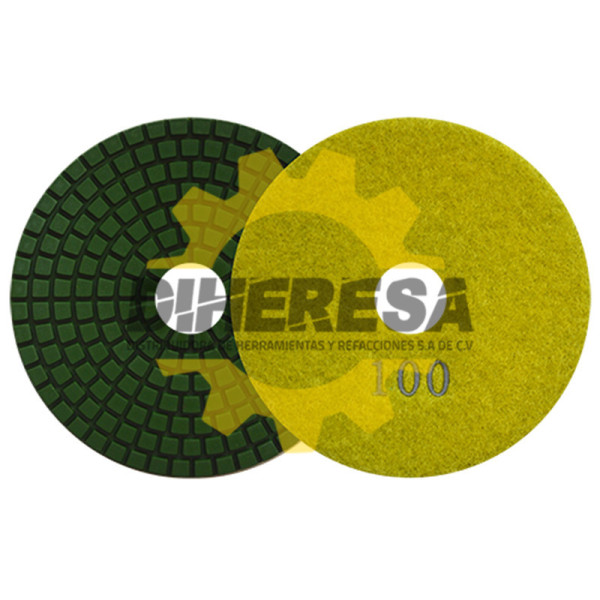 Austromex 2761 Pad de diamante para pulido con velcro color amarillo. Grano 100