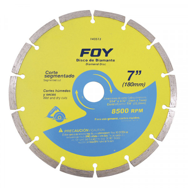 143513 FOY Disco de diamante corte segmentado 7" Foy | DIHERESA