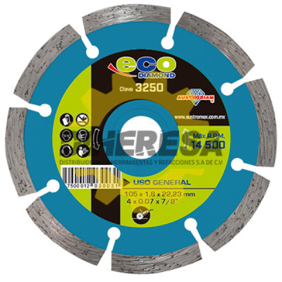 Austromex 3250 Disco de diamante de rin segmentado para uso general ECO