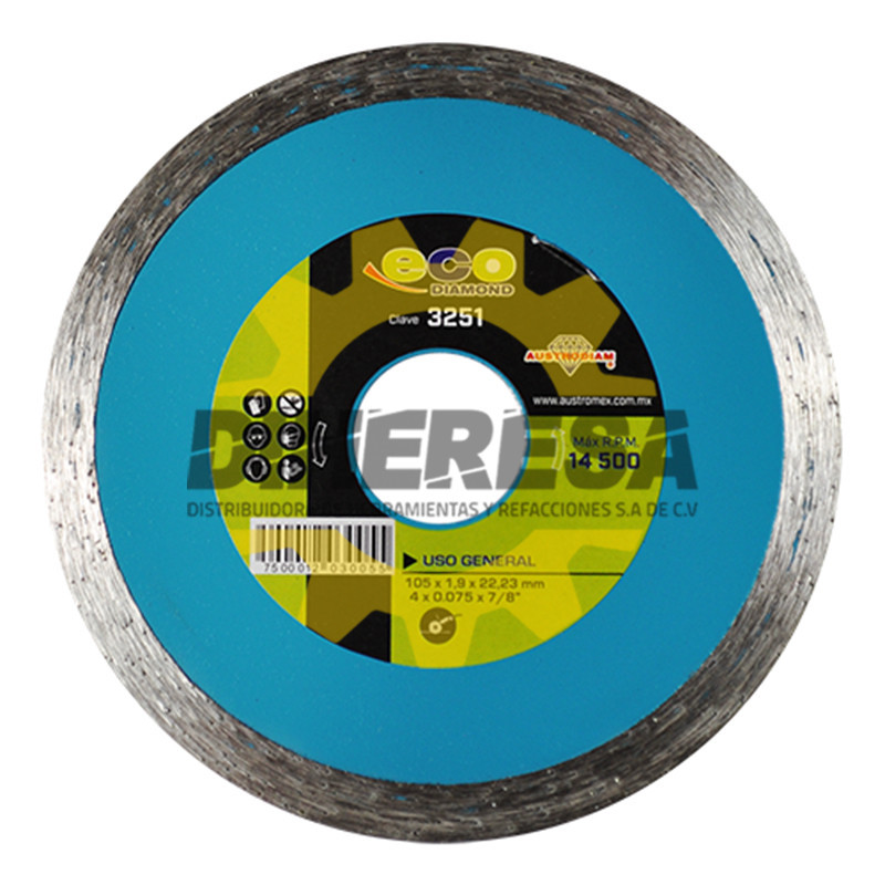 Austromex 3251 Disco de diamante de rin segmentado para uso general ECO Austromex 3251 Disco de diamante de rin segmentado para uso general ECO