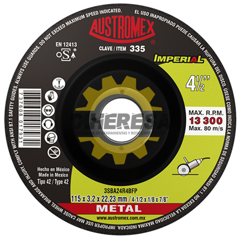 Austromex 335 Disco con centro deprimido para corte de metal Austromex 335 Disco con centro deprimido para corte de metal