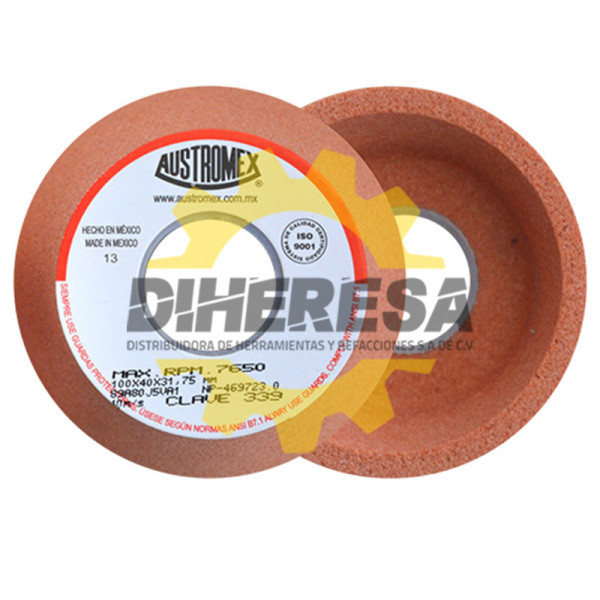 Austromex 339 Rueda naranja vitrificada para esmerilado de acero