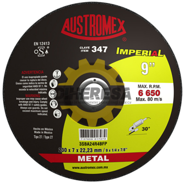 Austromex 347 Disco con centro deprimido para desbaste de metal