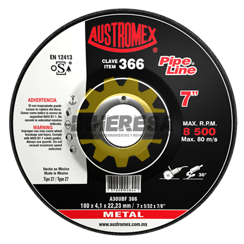 Austromex 366 Disco con centro deprimido para desbaste de metal Austromex 366 Disco con centro deprimido para desbaste de metal