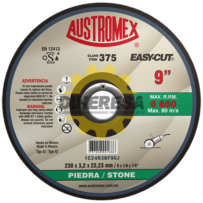 Austromex 375 Disco con centro deprimido para corte de piedra Austromex 375 Disco con centro deprimido para corte de piedra