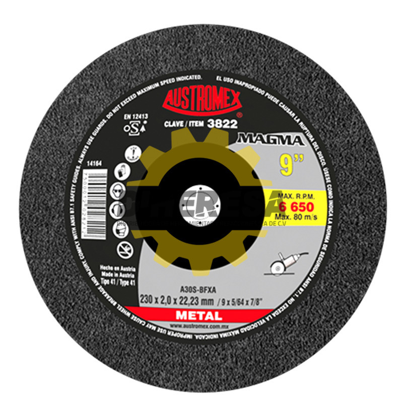 Austromex 3822 Disco de corte para acero de 230 x 2.0 x 22.23, MAGMA Austromex 3822 Disco de corte para acero de 230 x 2.0 x 22.23, MAGMA