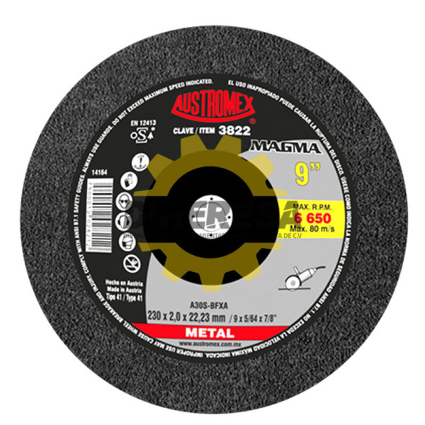 Austromex 3822 Disco de corte para acero de 230 x 2.0 x 22.23, MAGMA