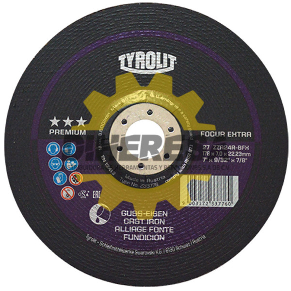 Austromex 4226 Disco de desbaste Tyrolit Focur de 178 x 7.0 x 22.23 mm