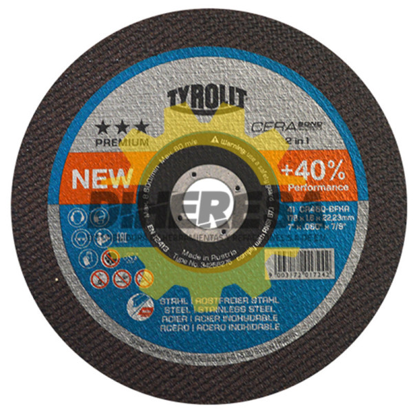 Austromex 4254 Disco de corte Tyrolit Cerabond de 178 x 1.6 mm, 2 en 1