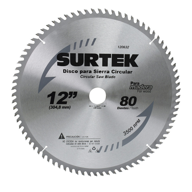 120632 SURTEK Disco para sierra circular 12" 80 dientes Surtek | DIHERESA 120632 SURTEK Disco para sierra circular 12" 80 dientes Surtek | DIHERESA