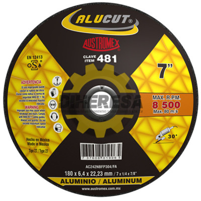 Austromex 481 Disco con centro deprimido para desbaste de aluminio
