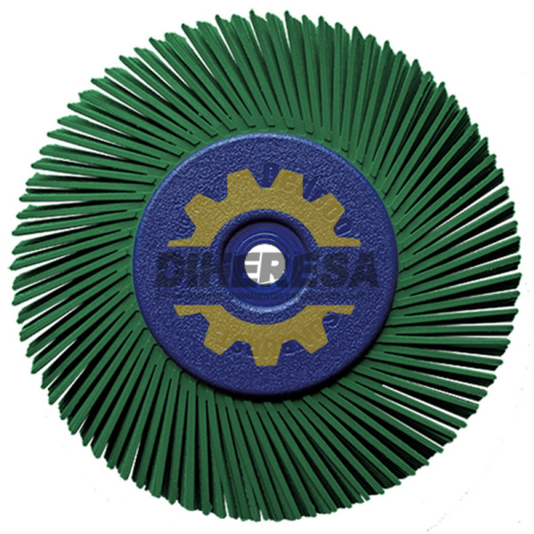 Austromex 4852 Cepillo radial termoplastico de 150 mm de diametro color verde oscuro con adaptador y reductores 22.2 - 19.1 - 15