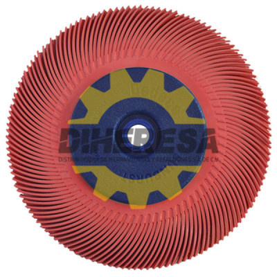 Austromex 4856 Cepillo radial termoplastico de 150 mm de diametro color rojocon adaptador y reductores 22.2 - 19.1 - 15.9 -12.7.