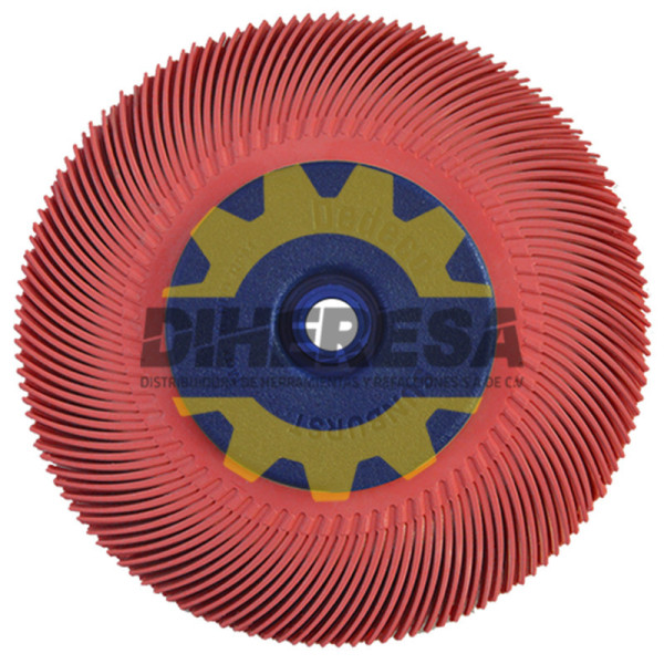 Austromex 4856 Cepillo radial termoplastico de 150 mm de diametro color rojocon adaptador y reductores 22.2 - 19.1 - 15.9 -12.7.