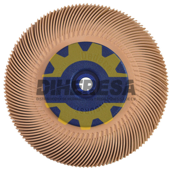 Austromex 4858 Cepillo radial termoplastico de 150 mm de diametro color durazno con adaptador y reductores 22.2 - 19.1 - 15.9 -1