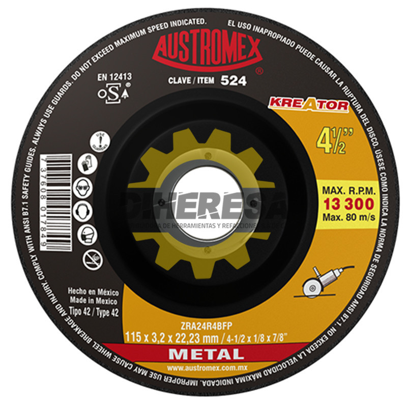Austromex 524 Disco con centro deprimido para corte de metal Austromex 524 Disco con centro deprimido para corte de metal