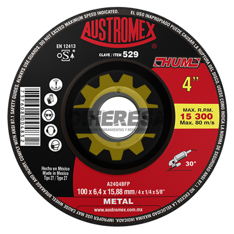 Austromex 529 Disco con centro deprimido para desbaste de metal Austromex 529 Disco con centro deprimido para desbaste de metal