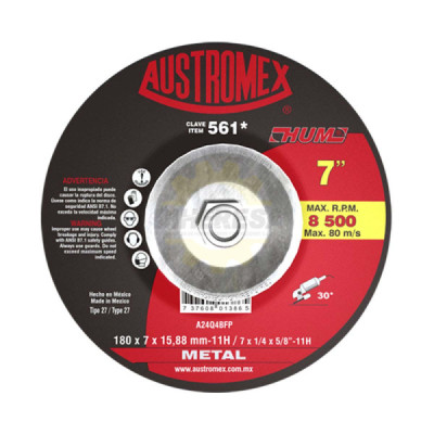 Austromex -561 Disco Desbaste Metal T27A 7" Hum