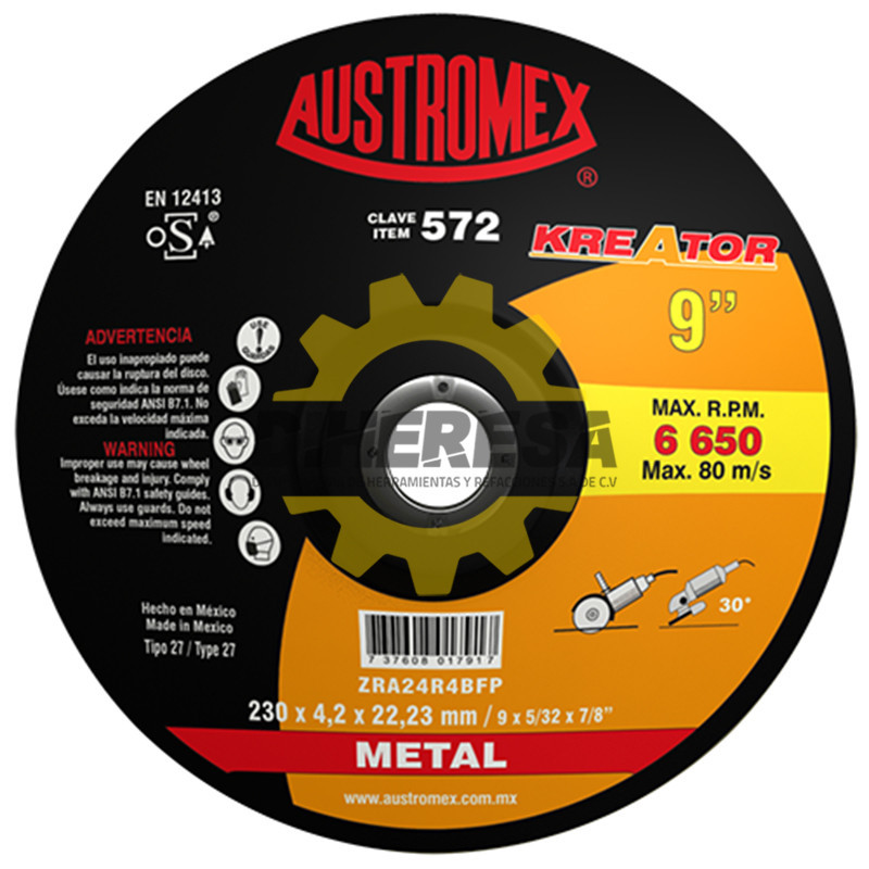 Austromex 572 Disco con centro deprimido para desbaste de metal Austromex 572 Disco con centro deprimido para desbaste de metal