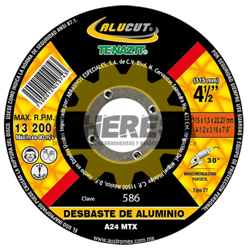 Austromex 586 Disco con centro deprimido para desbaste de aluminio