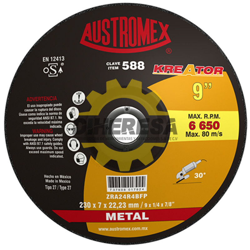 Austromex 588 Disco con centro deprimido para desbaste de metal Austromex 588 Disco con centro deprimido para desbaste de metal