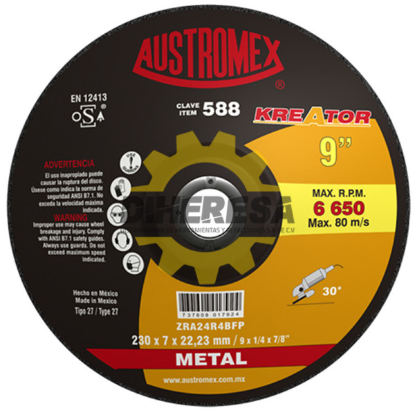 Austromex 588 Disco con centro deprimido para desbaste de metal