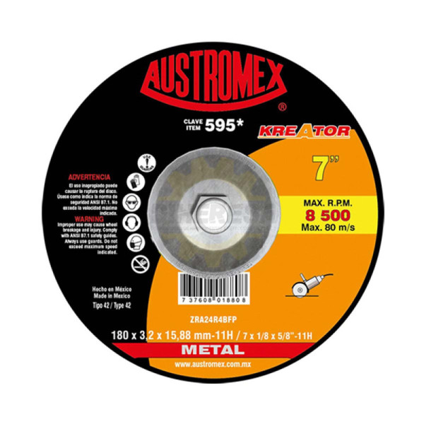 Austromex -595 Disco Corte Metal T-42A 7x1/8x5/8"-11 Kreator