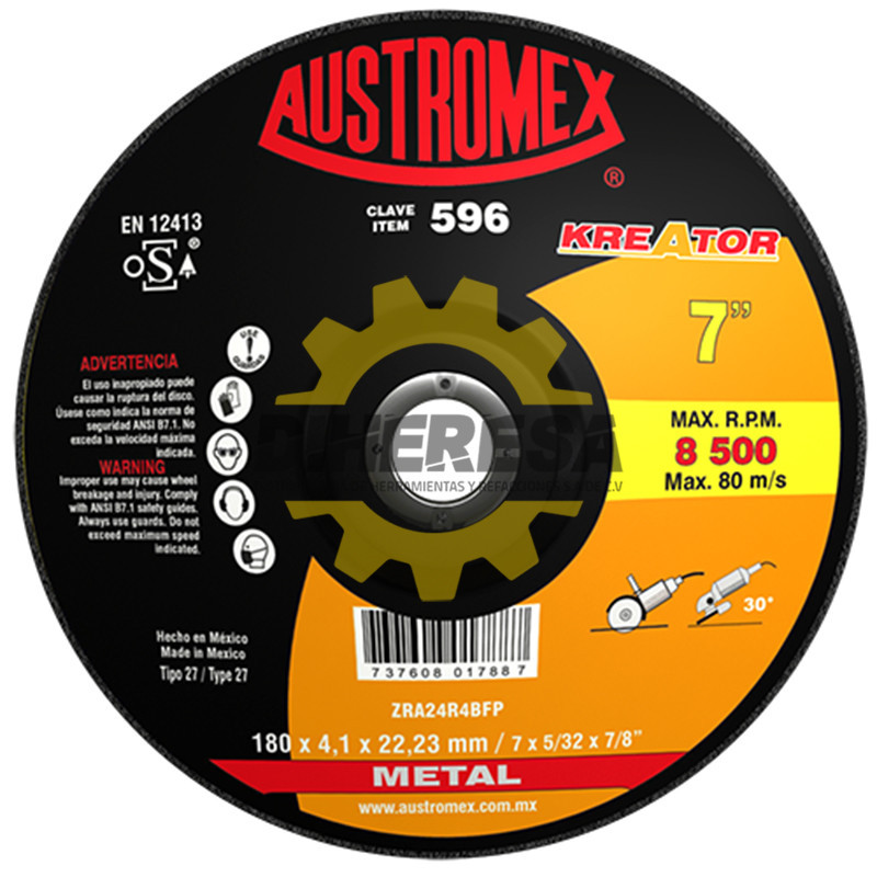 Austromex 596 Disco con centro deprimido para desbaste de metal Austromex 596 Disco con centro deprimido para desbaste de metal