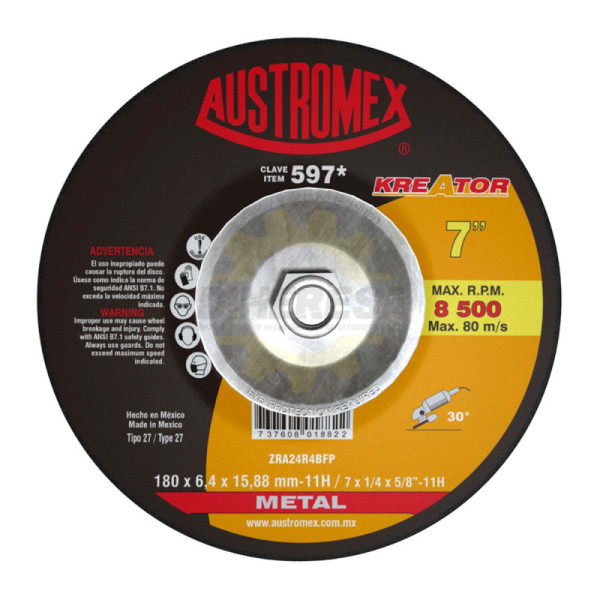 Austromex -597 Disco Desbaste Metal T-27A 7x1/4x5/8"-11 Kreator