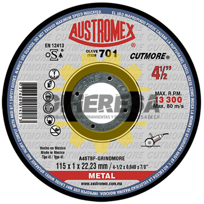 Austromex 701 Disco para corte de metal Austromex 701 Disco para corte de metal