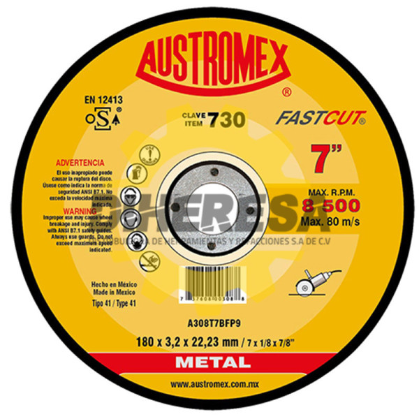 Austromex 730 Disco para corte de metal