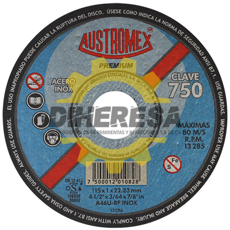 Austromex 750 Disco súper preciso para corte de acero inoxidable Austromex 750 Disco súper preciso para corte de acero inoxidable
