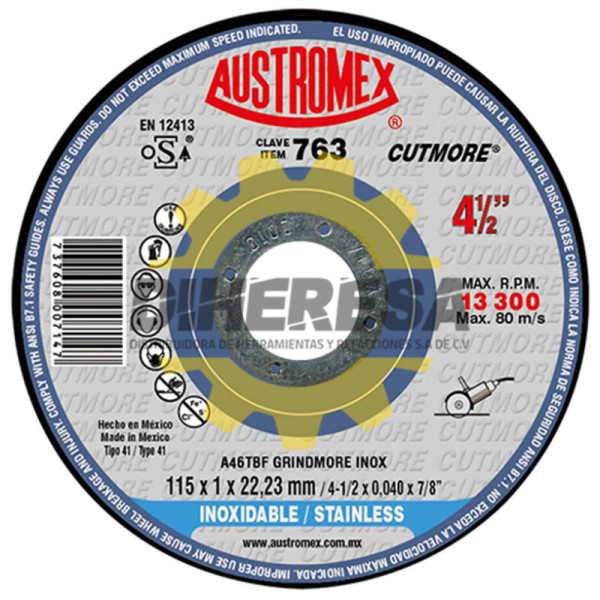 Austromex 763 Disco súper preciso para corte de acero inoxidable
