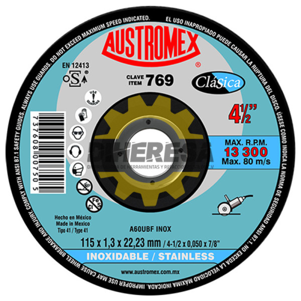 Austromex 769 Disco súper preciso para corte de acero inoxidable