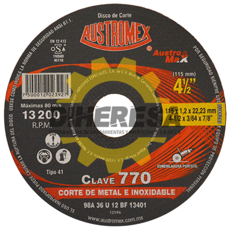 Austromex 770 Disco para corte de metal Austromex 770 Disco para corte de metal